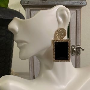 Rhinestone Decor Geometric Drop Earrings.